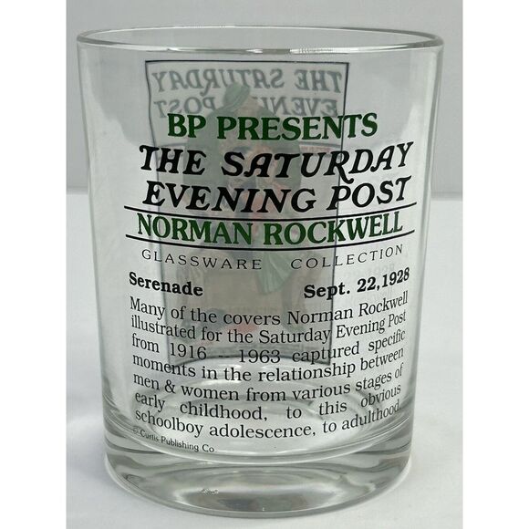 Preowned VINTAGE The Saturday Evening Post Norman Rockwell Serenade Glass Cup - Picture 4 of 9